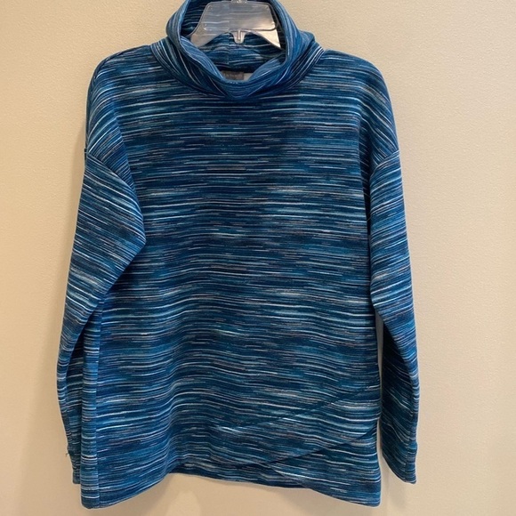 T by Talbots L/S Funnel Neck Spacedye Sweatshirt Teal Size Medium - Picture 1 of 9